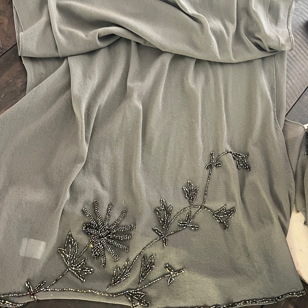 SUE WONG Vintage Nocturne Beaded Gown and scarf wrap - Picture 9 of 17